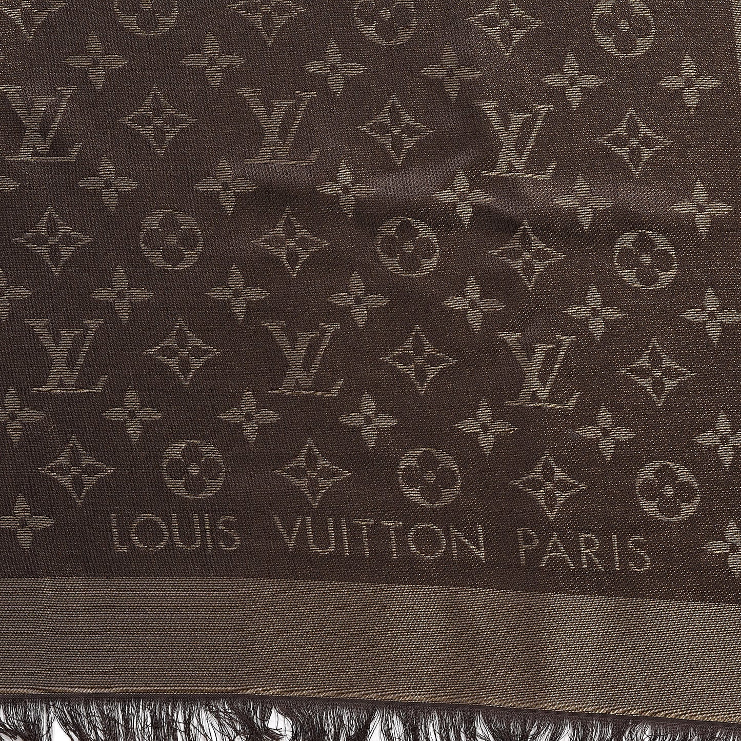 Silk Lurex Wool Monogram Shine Shawl Brown