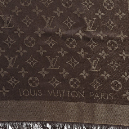 Louis Vuitton Silk Lurex Wool Monogram Shine Shawl Brown 2 of 3