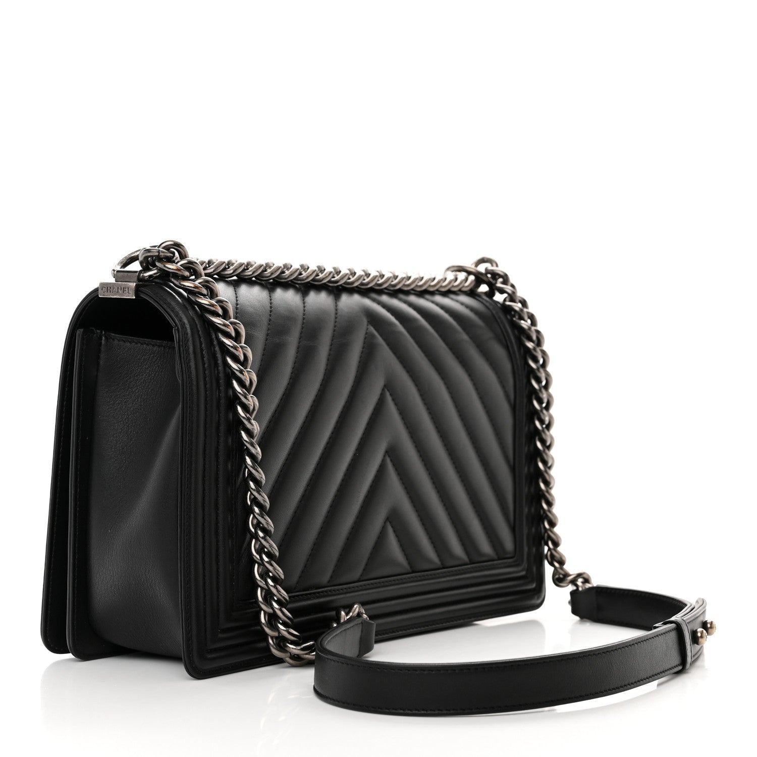 Chanel Calfskin Chevron Quilted New Medium Boy Flap Black 3 of 14