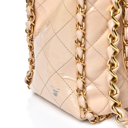Chanel Patent Quilted Jumbo XL Chain Around Flap Beige 11 of 19