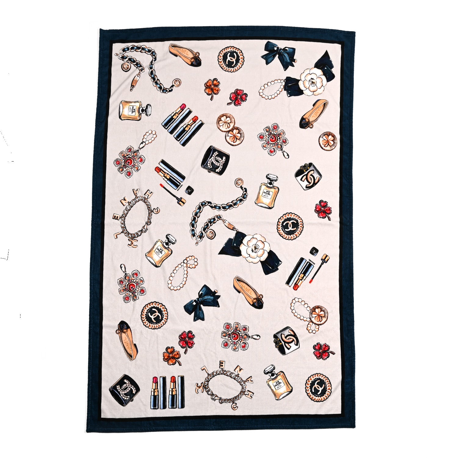 Chanel Terry Cotton Beach Towel Navy 1 of 3