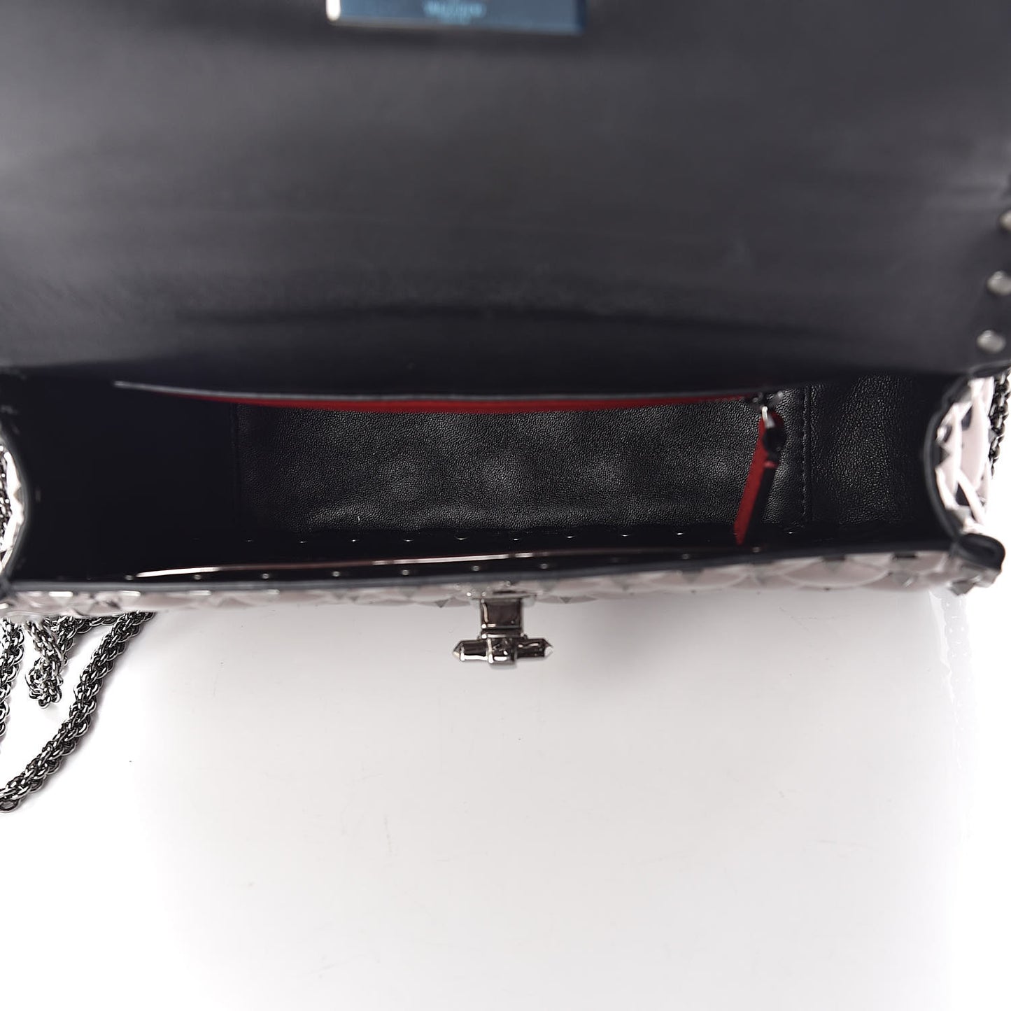 Metallic Patent Medium Rockstud Spike Shoulder Bag Rutenio