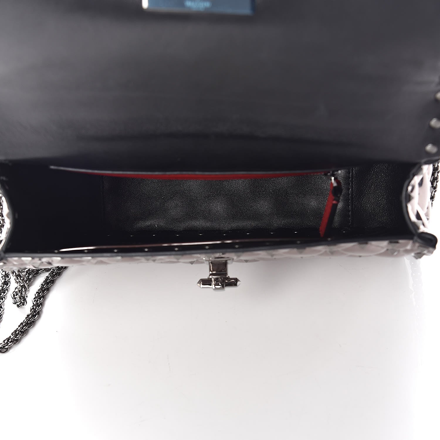 Valentino Garavani Metallic Patent Medium Rockstud Spike Shoulder Bag Rutenio 5 of 9