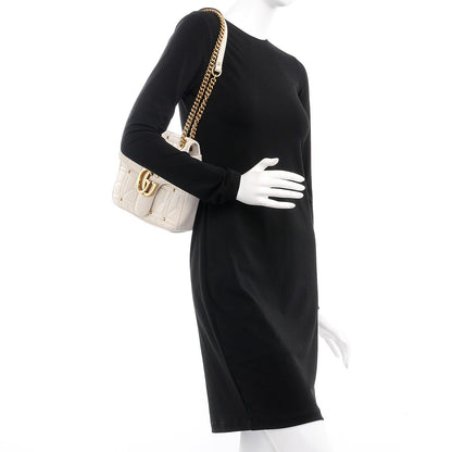Gucci Calfskin Matelasse Studded Medium GG Marmont Shoulder Bag White 2 of 13