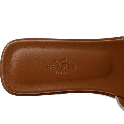 Hermes Denim Canvas Oran Sandals 37.5 Bleu Clair 6 of 9