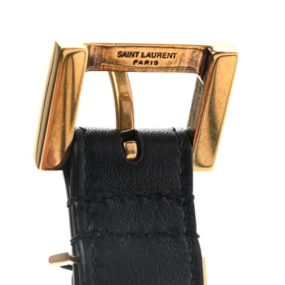 Saint Laurent Smooth Calfskin Monogram Square Buckle Belt 90 36 Black 7 of 7