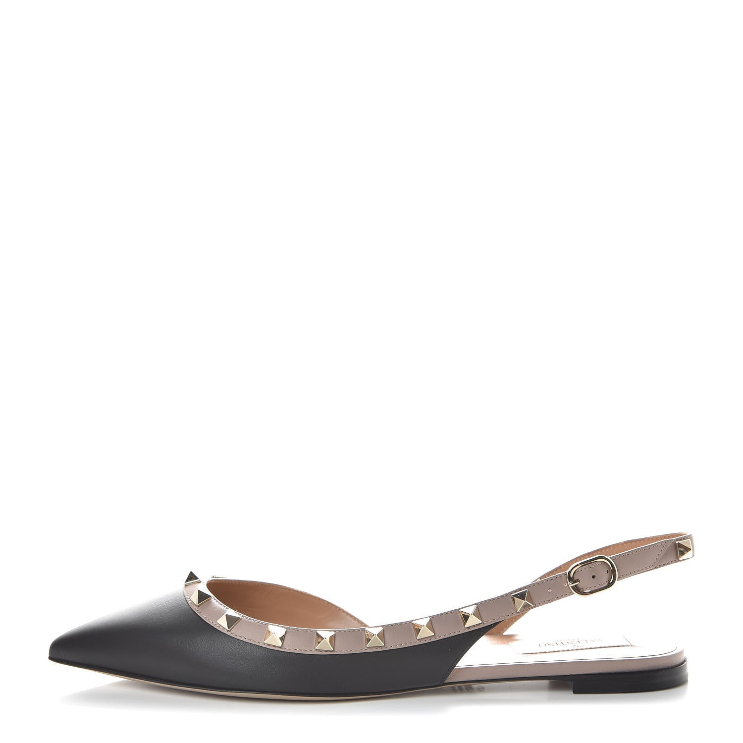 Valentino Garavani Nappa Rockstud Slingback Flats 39 Black Poudre 1 of 8