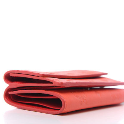 MCM Calfskin Ottomar Monogram Tri-Fold Wallet Hot Coral 7 of 8