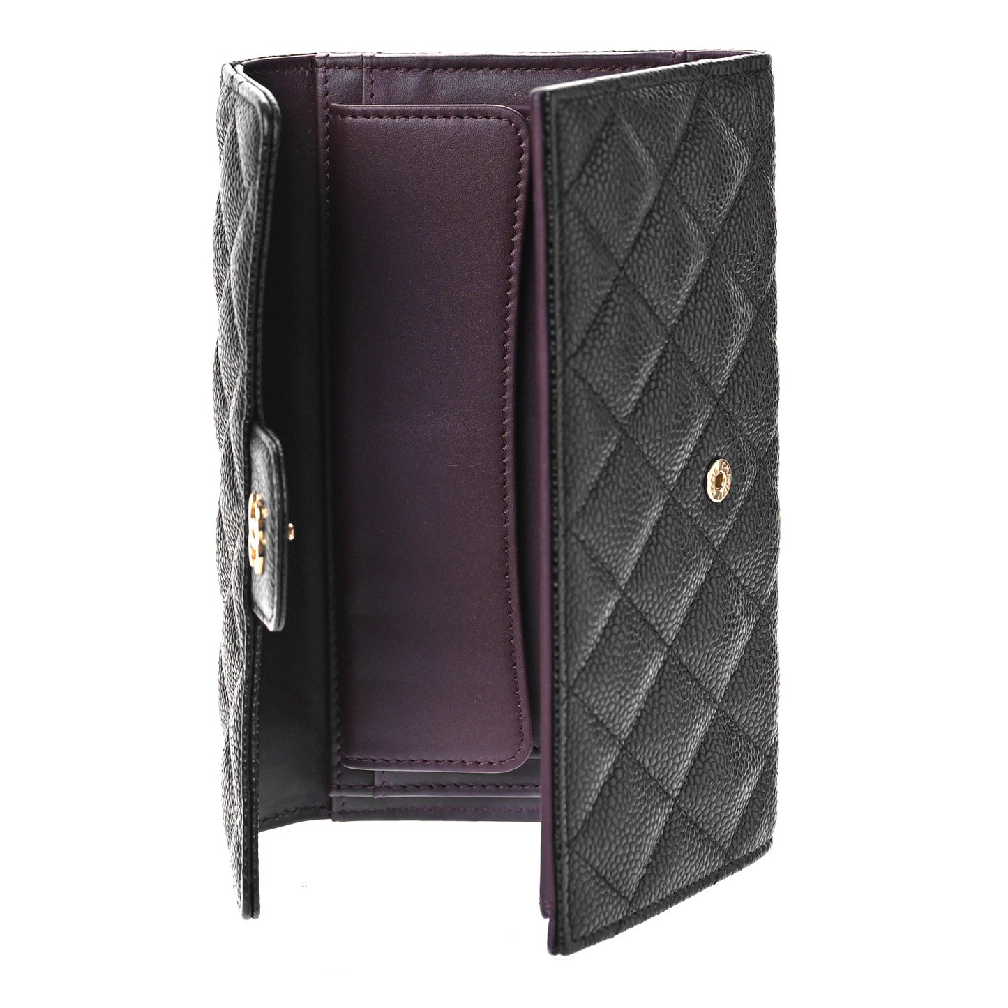Caviar Quilted Large Flap Wallet Black