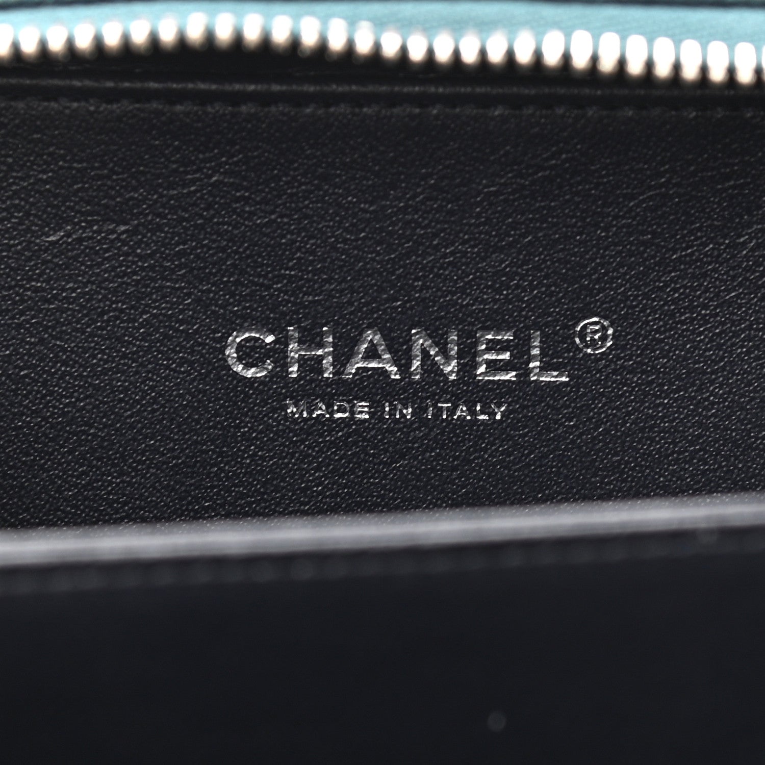 Chanel Iridescent Caviar Quilted Small CC Filigree Vanity Case Dark Turquoise 6 of 11