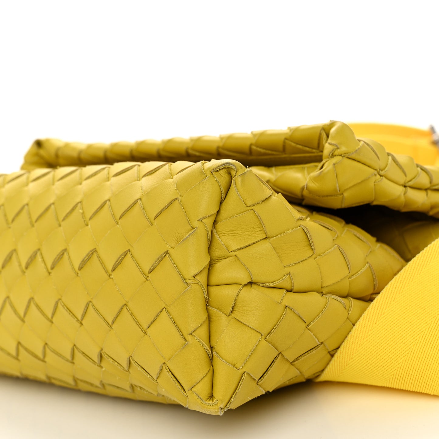 Nappa Intrecciato Small Fold Crossbody Messenger Lemon