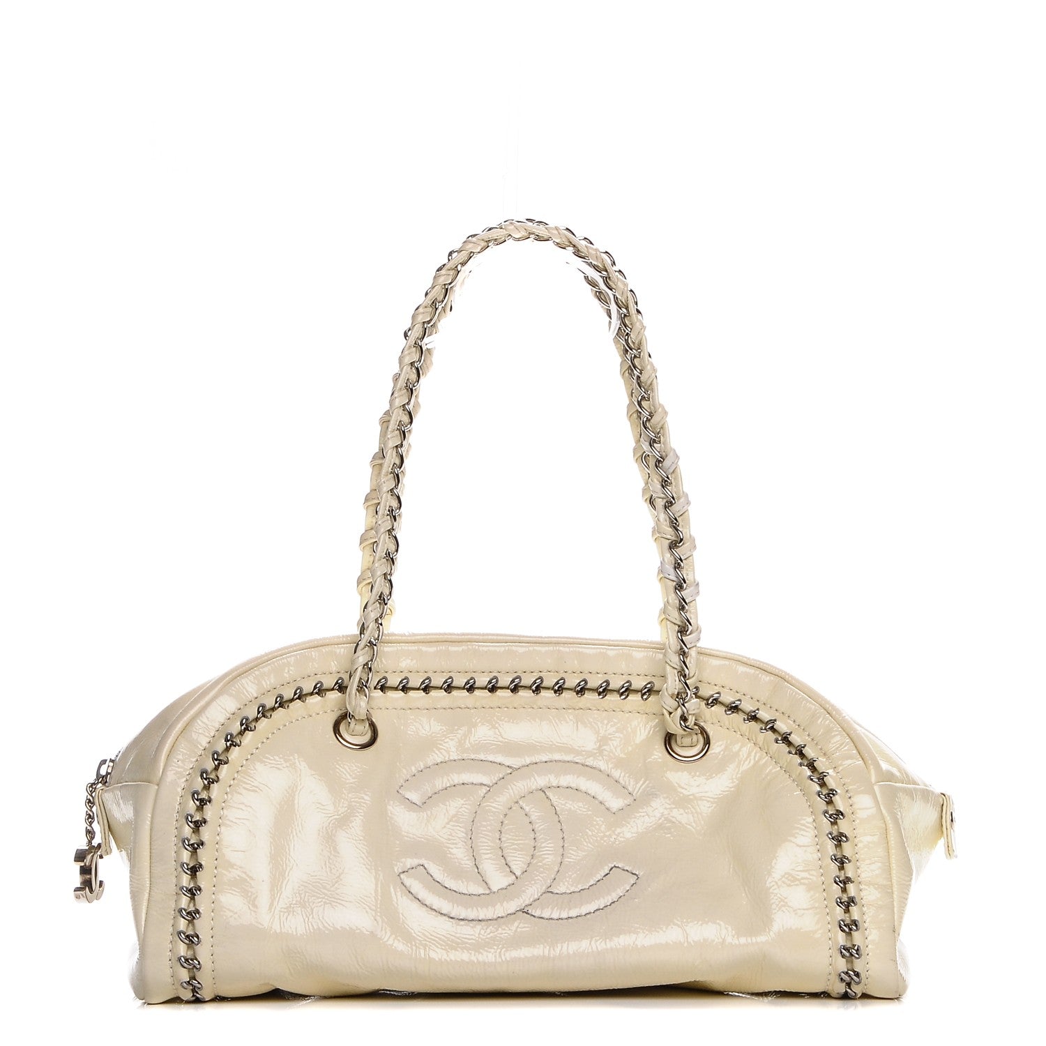 Chanel Patent Luxe Ligne Medium Bowler Ivory 1 of 9