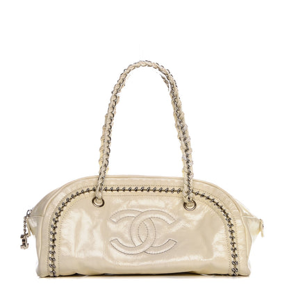 Chanel Patent Luxe Ligne Medium Bowler Ivory 1 of 9
