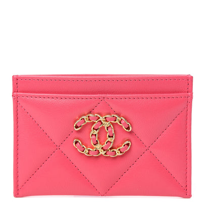 Chanel Shiny Goatskin Quilted 19 Card Holder Dark Pink 1 of 7