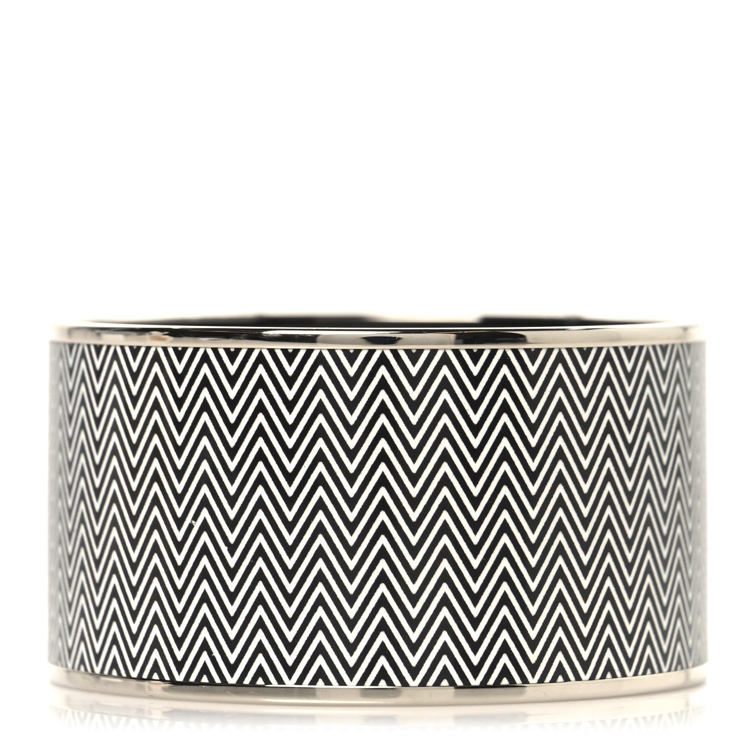 Hermes Enamel Printed Extra Wide Chevron Bracelet 70 Black 3 of 6