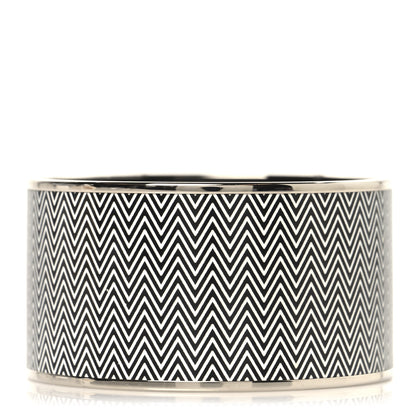 Hermes Enamel Printed Extra Wide Chevron Bracelet 70 Black 3 of 6
