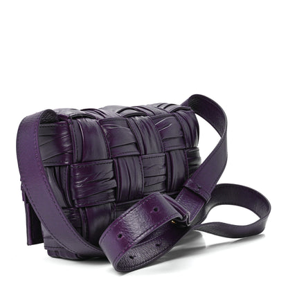Bottega Veneta Calfskin Intreccio Plisse Cassette Crossbody Bag Dark Mystic 3 of 12