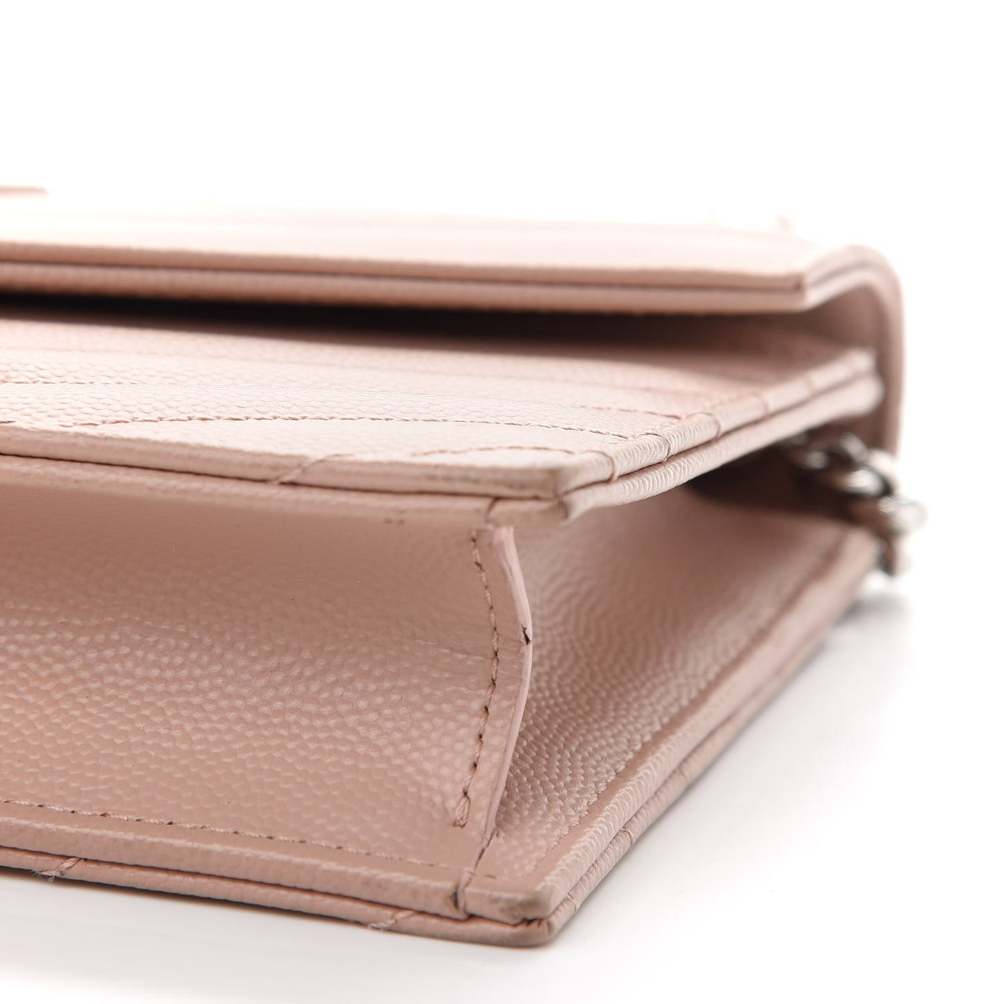 Grain De Poudre Matelasse Chevron Monogram Envelope Chain Wallet Pale Pink