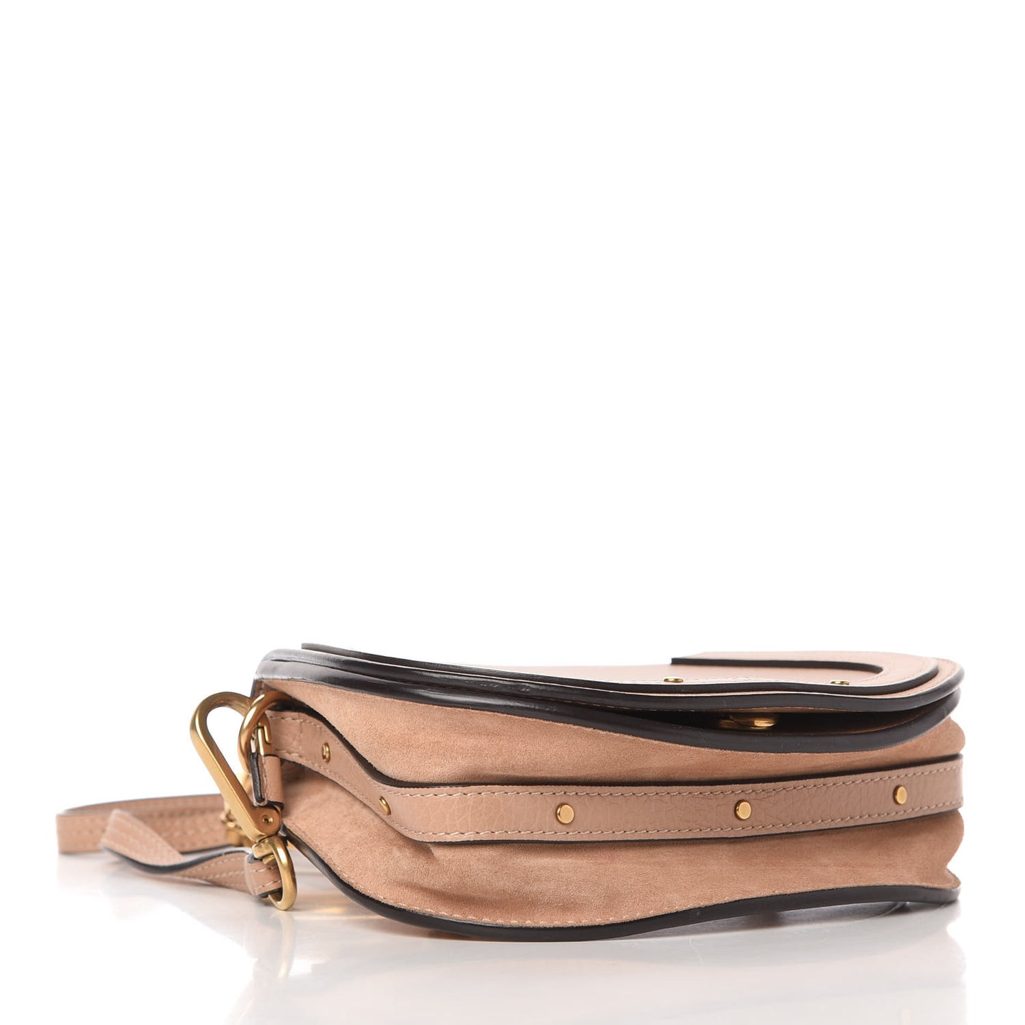 Calfskin Suede Small Nile Bracelet Bag Biscotti Beige