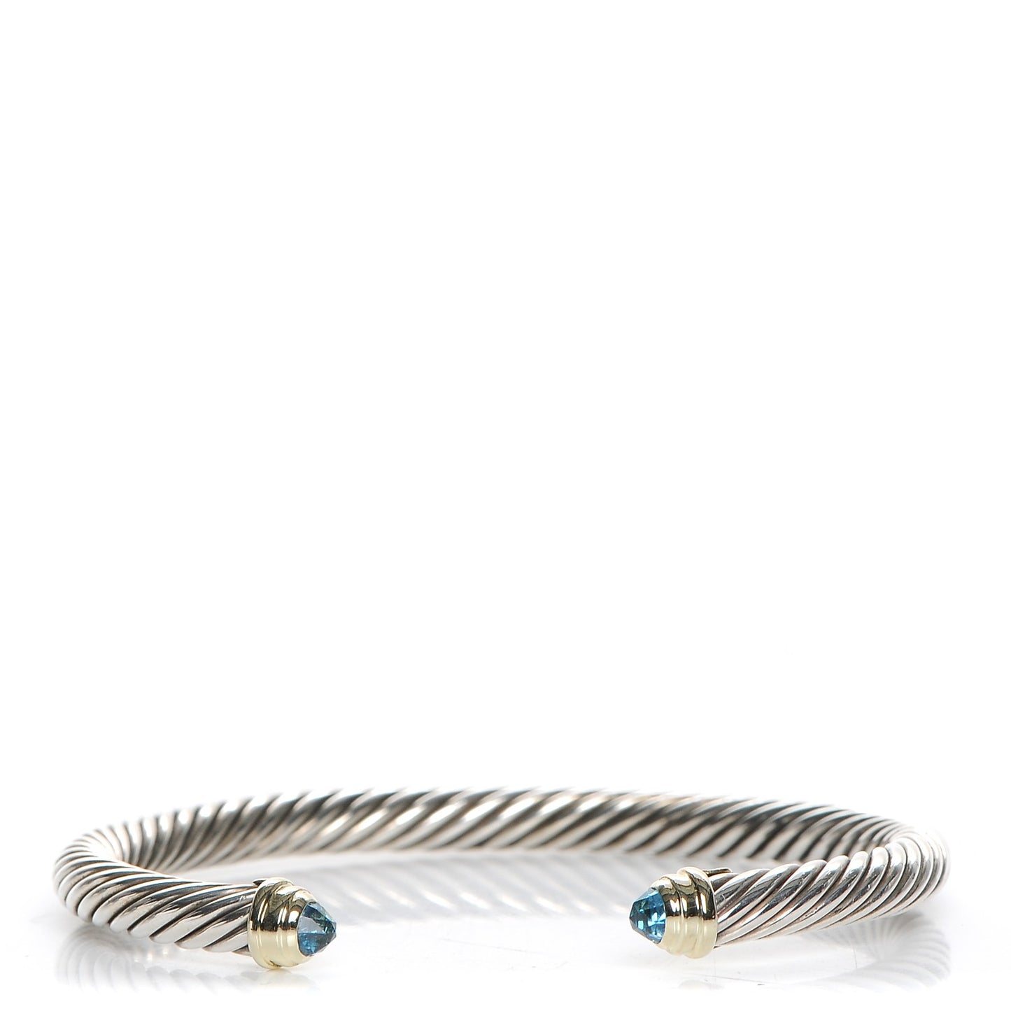 Sterling Silver 14K Yellow Gold Blue Topaz 5mm Cable Classics Petite Color Bracelet