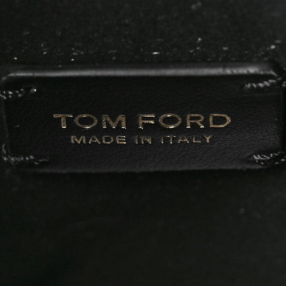 Tom Ford Calfskin Crocodile Embossed Mini Maxi Chain Bucket Bag Black 6 of 8