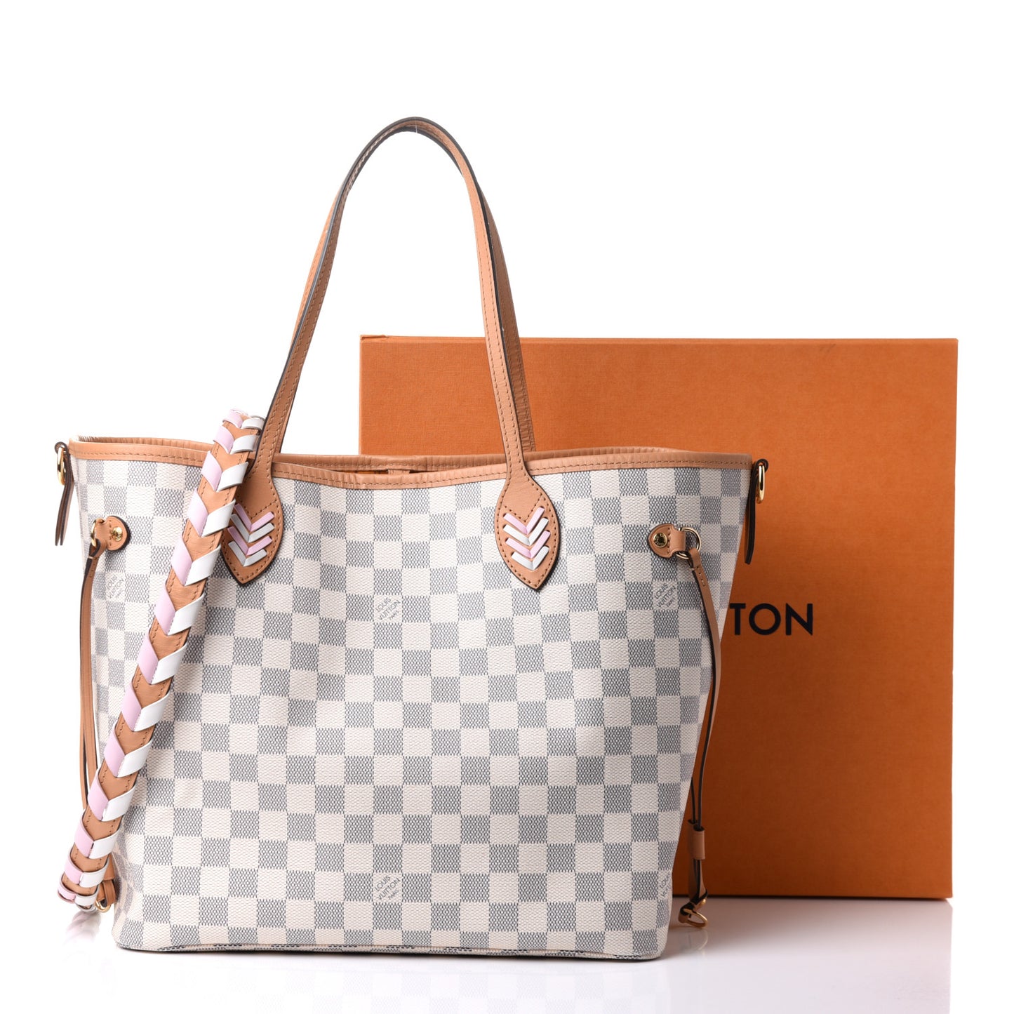 Damier Azur Braided Neverfull MM Pink