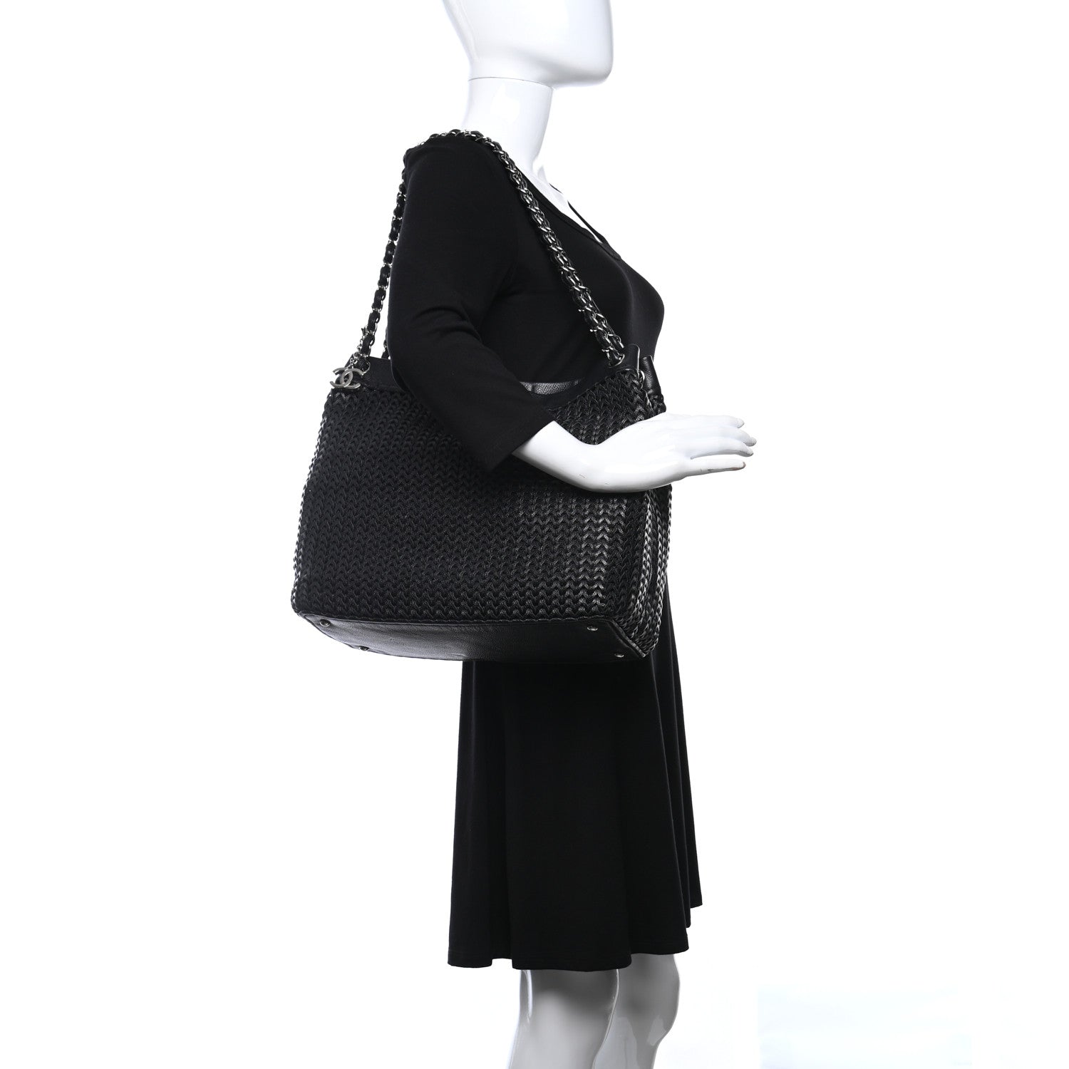 Chanel Calfskin Braided CC Tote Black 2 of 11