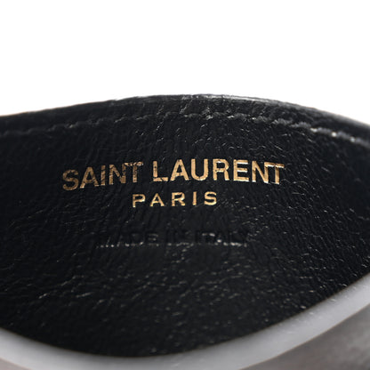 Saint Laurent Grain De Poudre Matelasse Chevron Monogram Credit Card Case Black 6 of 8