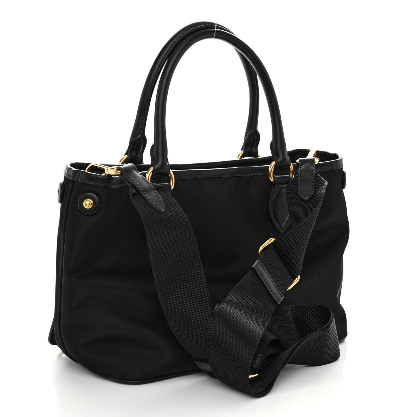 Tessuto Nylon Soft Calf Small Tote Black