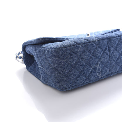 Chanel Denim Quilted CC Print Jumbo Single Flap Blue 8 of 10