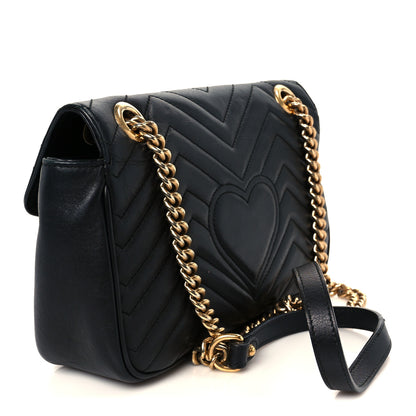 Gucci Calfskin Matelasse Small GG Marmont Shoulder Bag Black 3 of 11