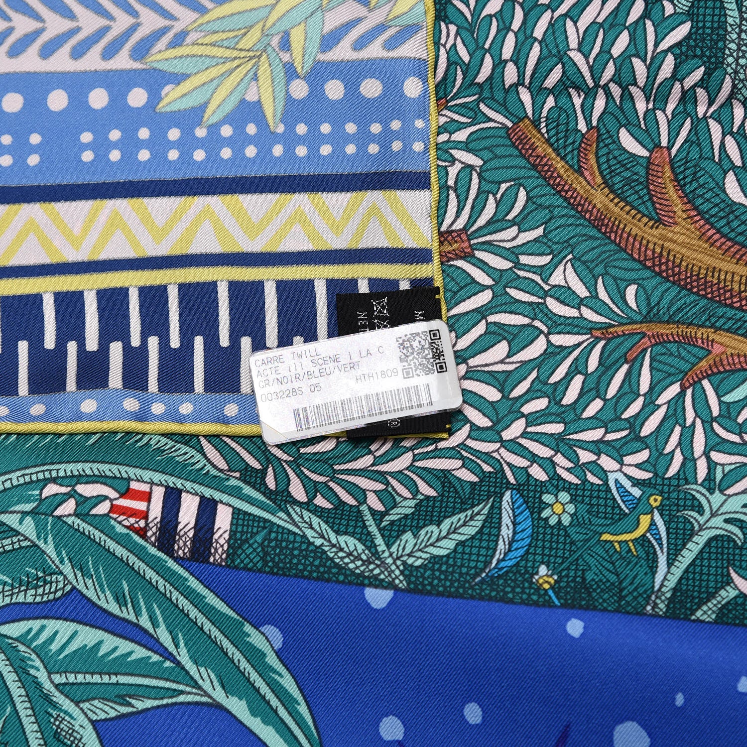 Hermes Silk Act III Scene I La Clairiere 90 Black Bleu Vert 6 of 6