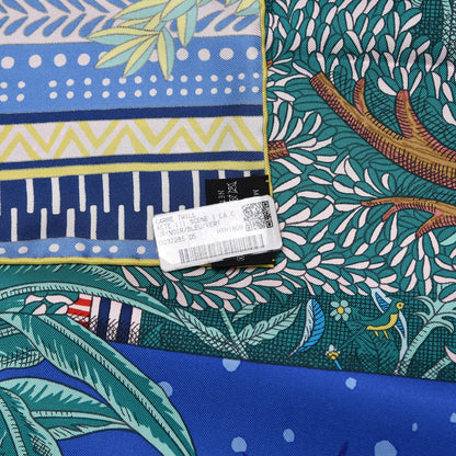 Hermes Silk Act III Scene I La Clairiere 90 Black Bleu Vert 6 of 6