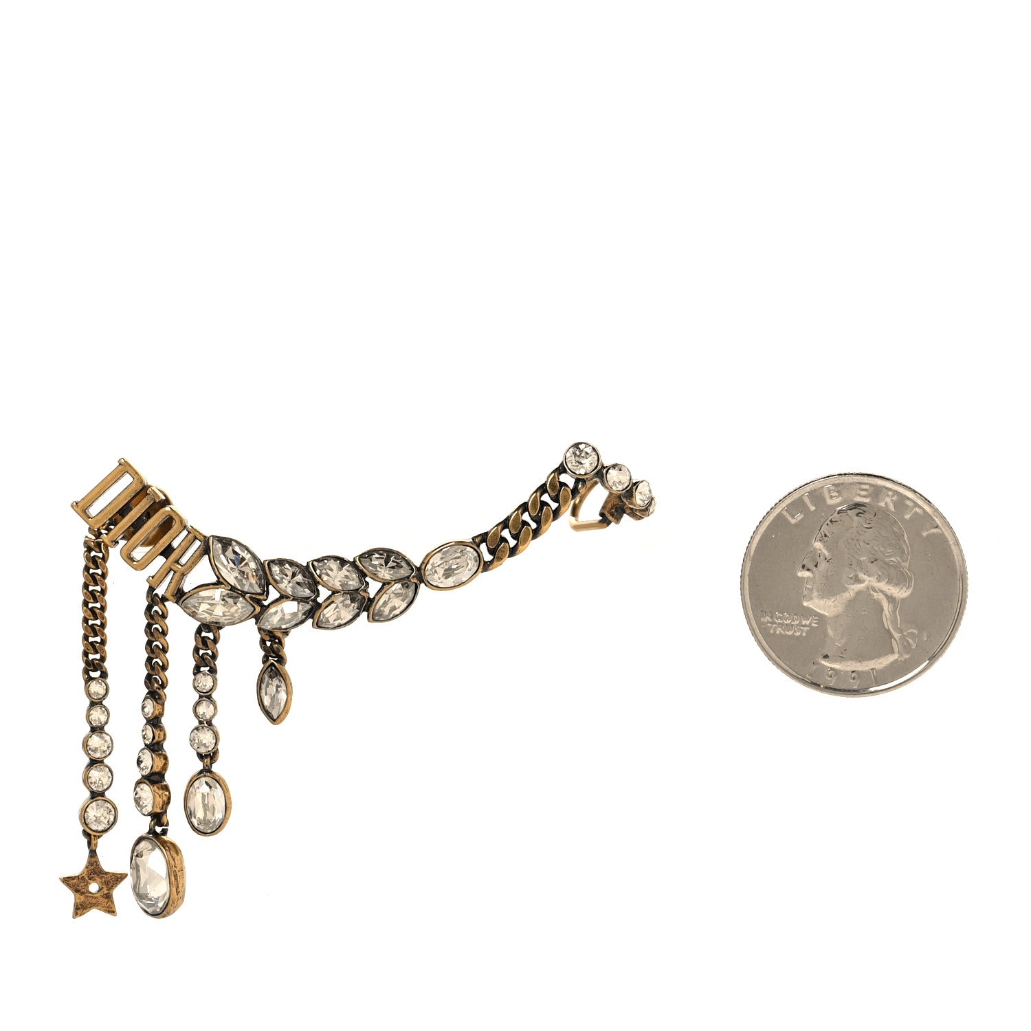 Christian Dior Crystal Metal Logo Dio(r)evolution Earring Aged Gold 2 of 4