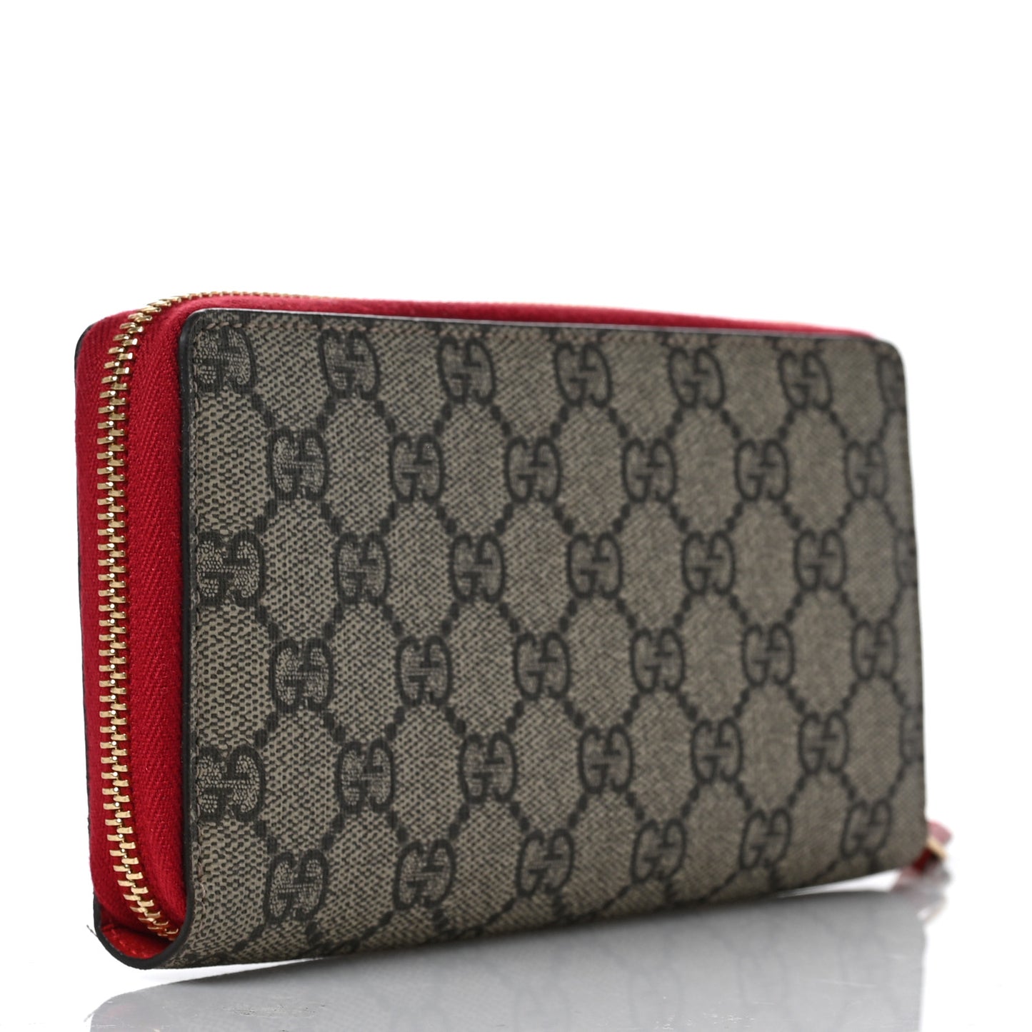 GG Supreme Monogram Mystic Cat Zip Around Wallet Red