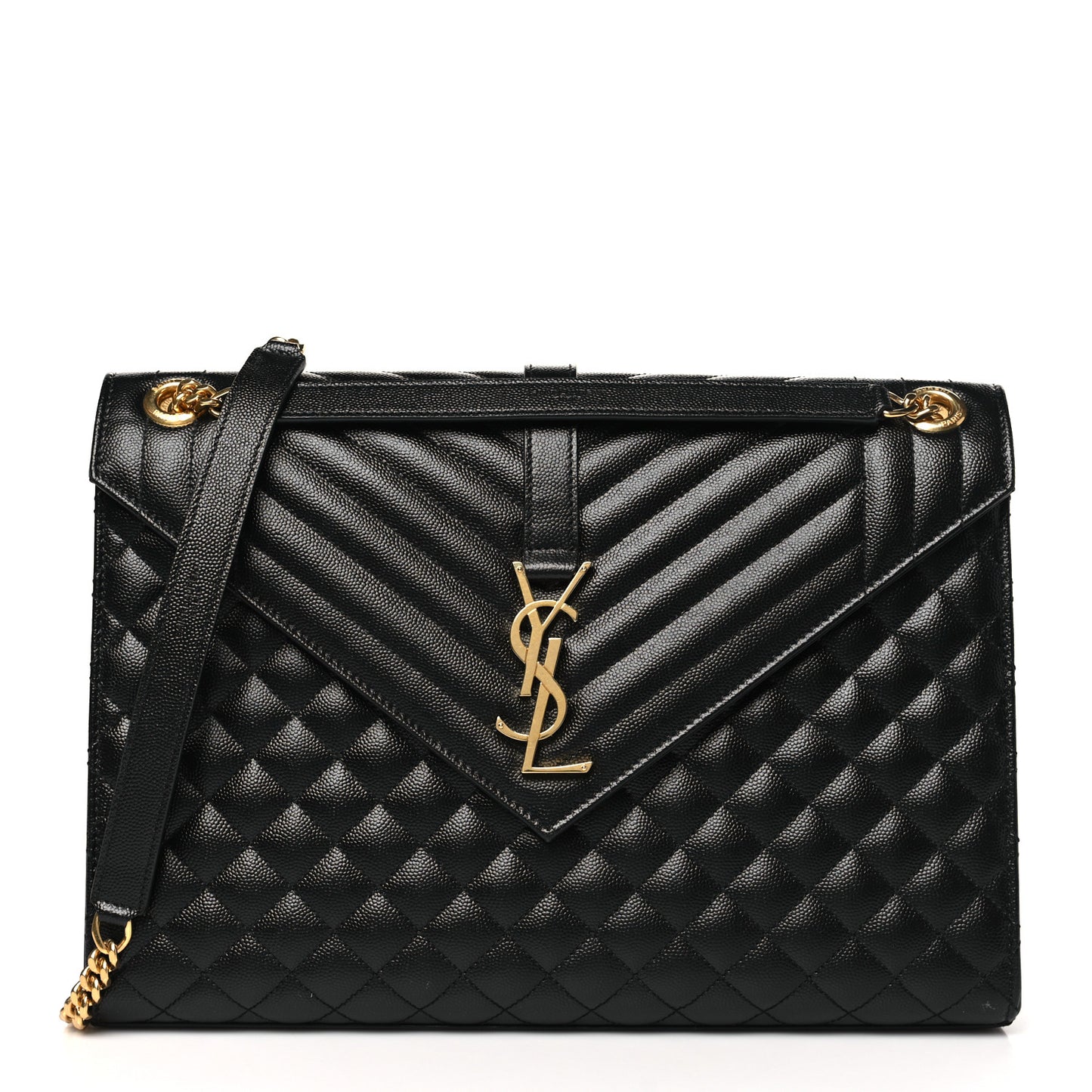 Grain De Poudre Textured Mixed Matelasse Large Triquilt Monogram Satchel Black