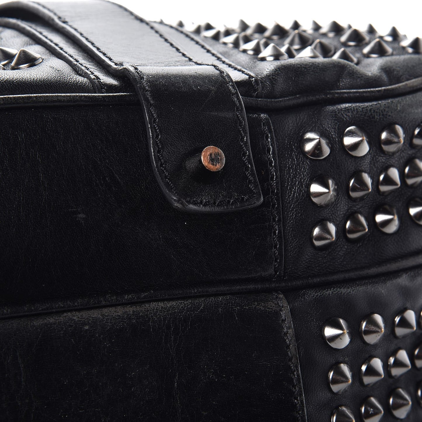 Prorsum Calfskin Studded Knight Satchel Black
