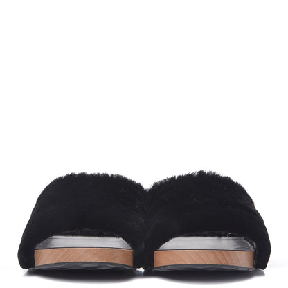 Chanel Rabbit Lambskin Fur Mules 40 Black 2 of 9