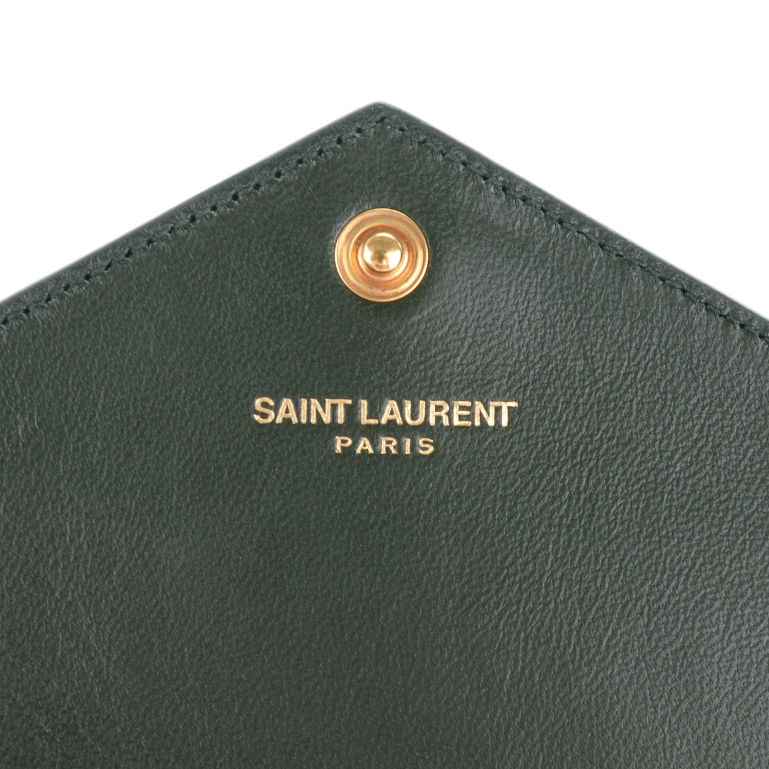 Saint Laurent Snakeskin Monogram Envelope Chain Wallet Dark Green 6 of 7