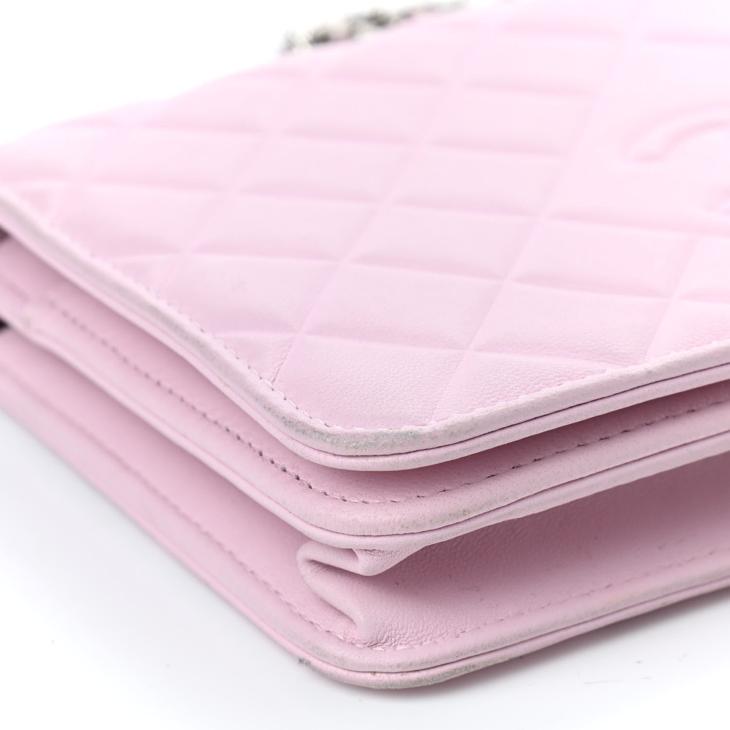 Chanel Goatskin Quilted Diamond CC Wallet On Chain WOC Pink 9 of 15