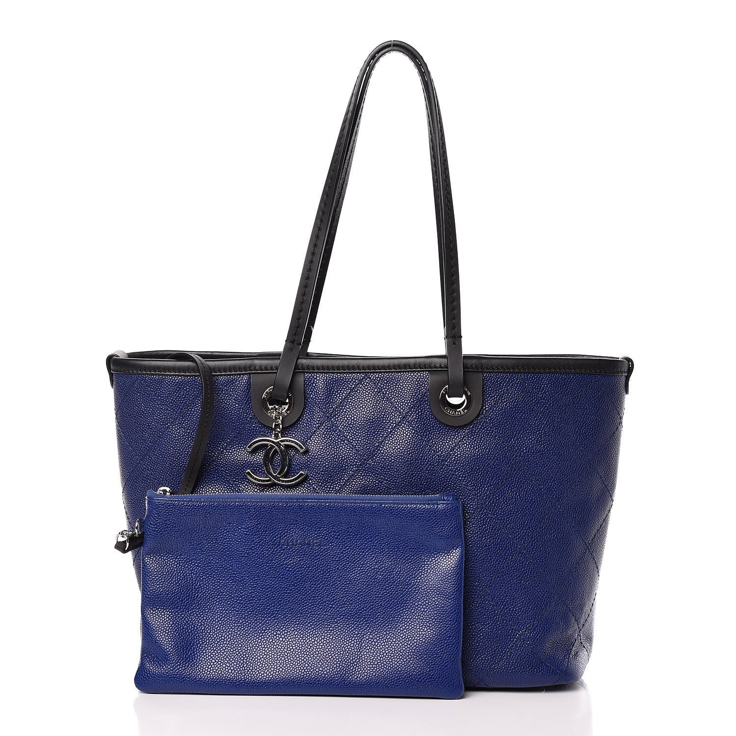 Chanel Grained Calfskin Shopping Fever Tote Blue 3 of 10