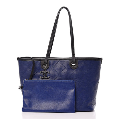 Chanel Grained Calfskin Shopping Fever Tote Blue 3 of 10