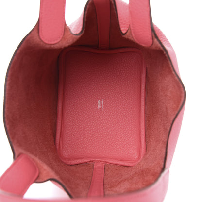 Hermes Taurillon Clemence Picotin Lock 18 PM Rose Azalee 5 of 11