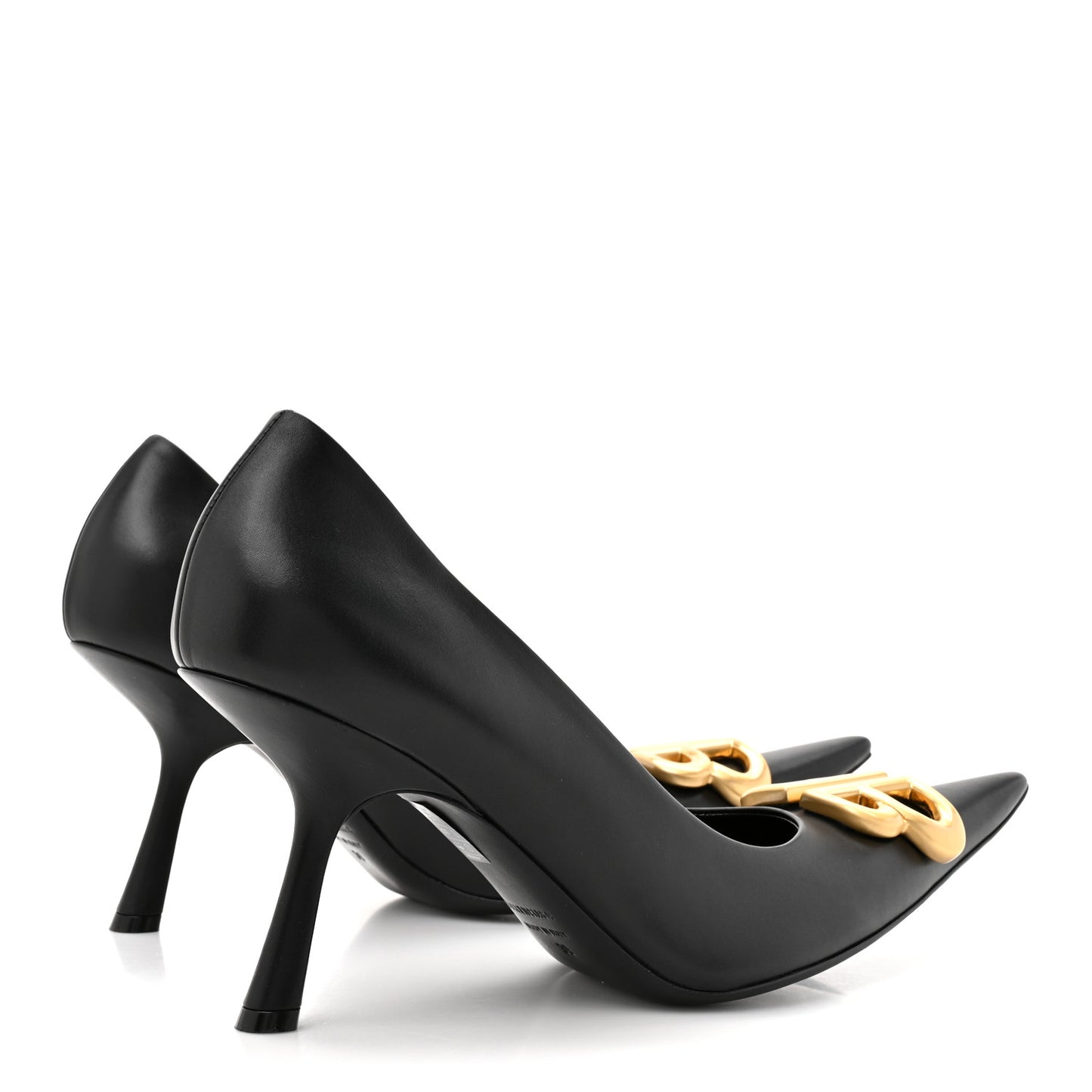 Shiny Soft Calfskin BB Flex 90mm Pumps 39 Black Gold