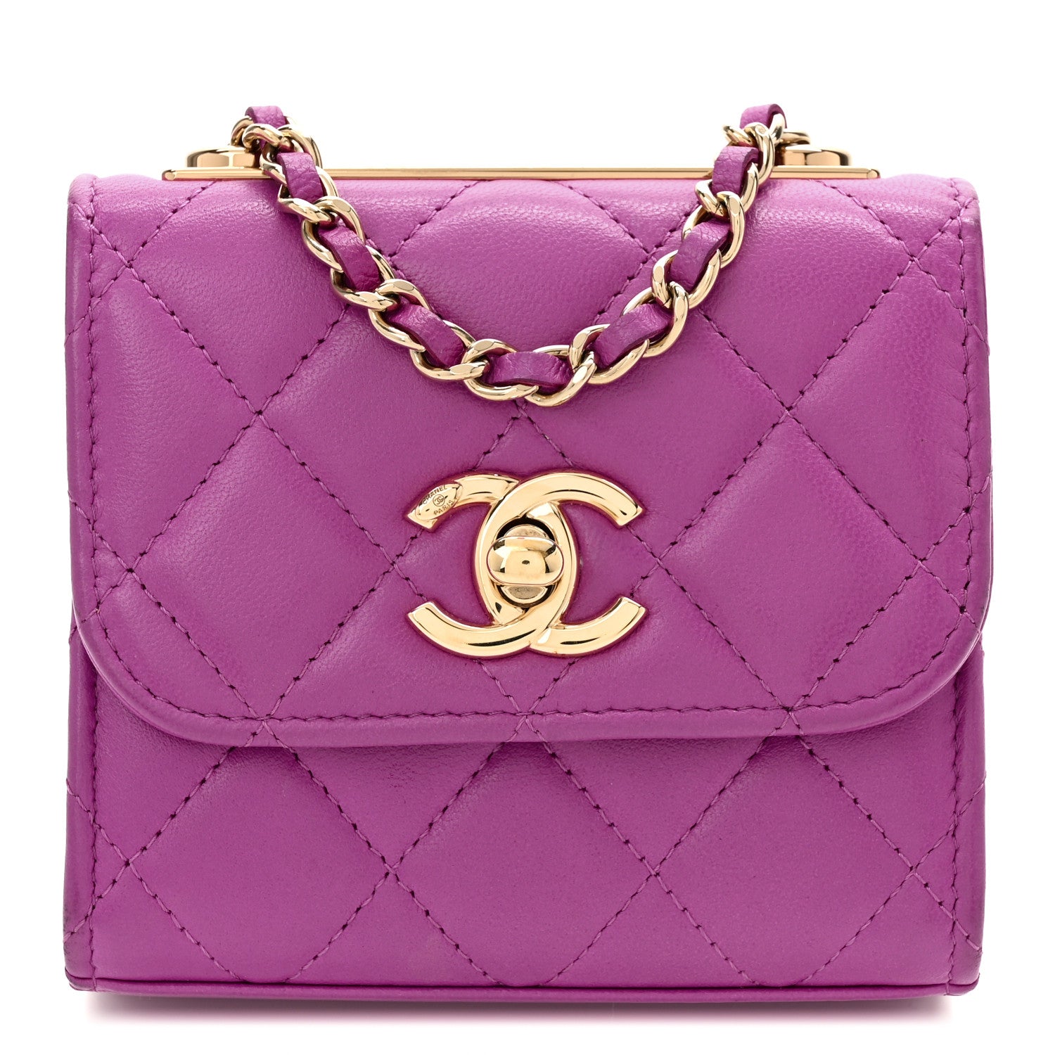 Chanel Lambskin Quilted Mini Trendy CC Clutch With Chain Purple 1 of 11