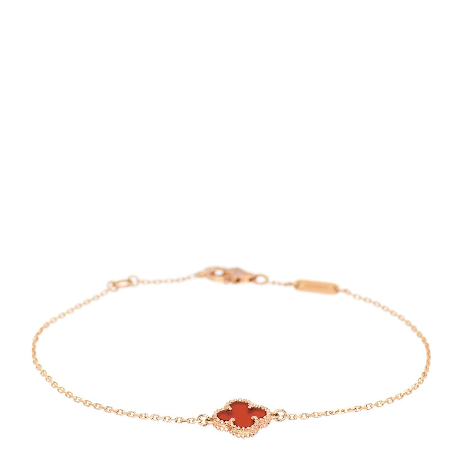 Van Cleef & Arpels 18K Rose Gold Carnelian Sweet Alhambra Bracelet 1 of 5