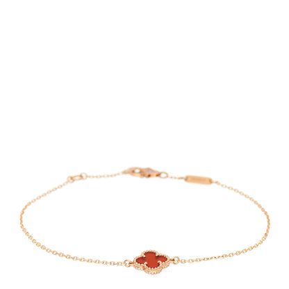 Van Cleef & Arpels 18K Rose Gold Carnelian Sweet Alhambra Bracelet 1 of 5