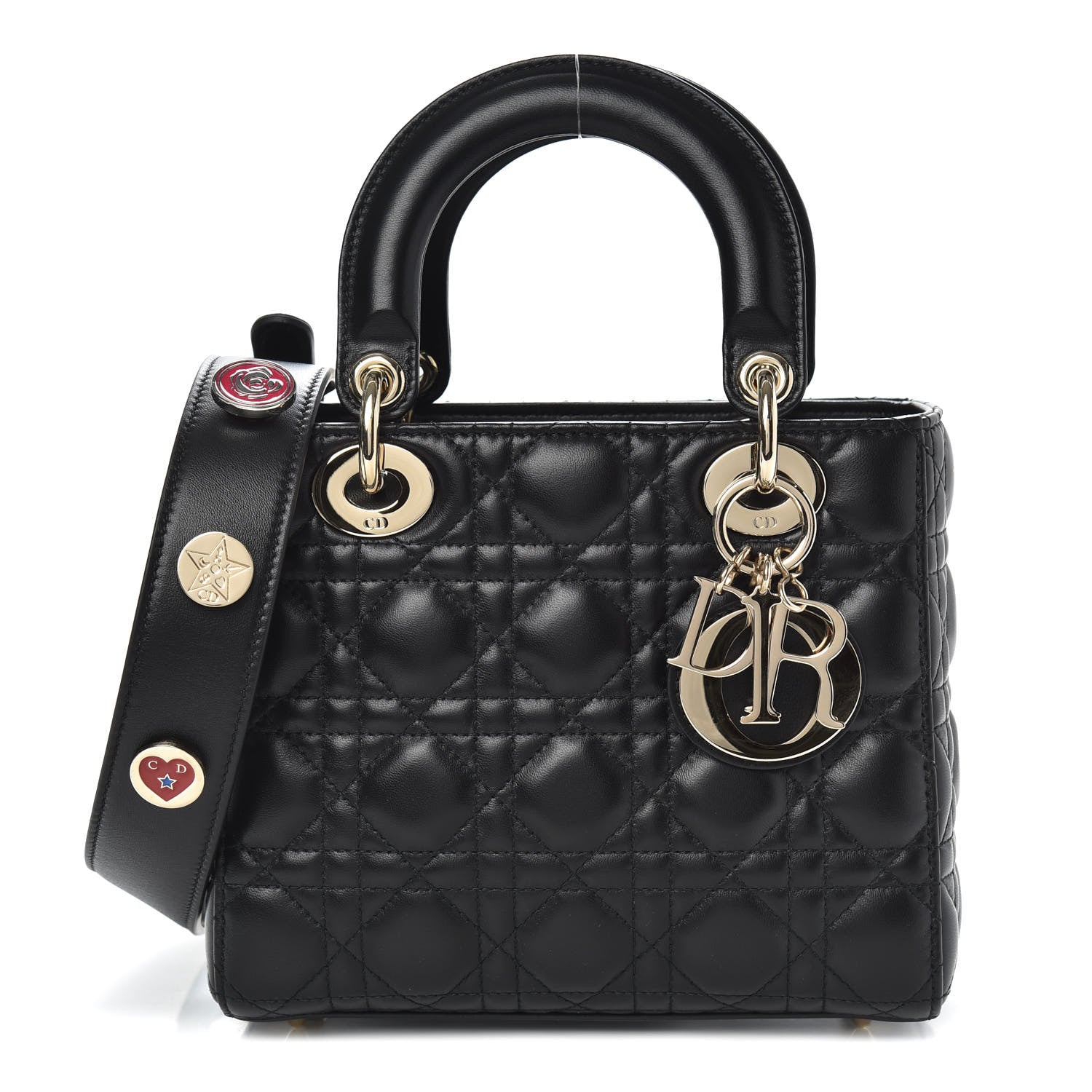 Christian Dior Lambskin Cannage Small Lucky Badges My Lady Dior Black 1 of 12