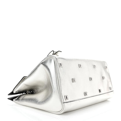 Salvatore Ferragamo Metallic Hammered Calfskin Studio Top Handle Bag Silver 5 of 11
