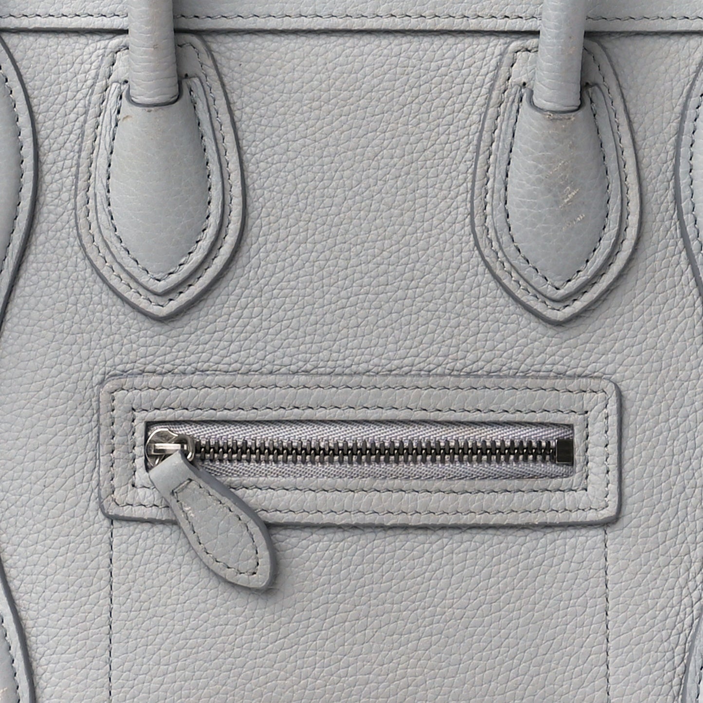 Drummed Calfskin Nano Luggage Pearl Blue